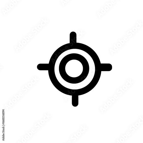 A simple black and white target icon with concentric circles and crosshairs design in minimalist style