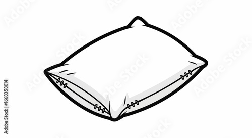Illustration of a white pillow with black outline, suitable for sleeping or decoration.