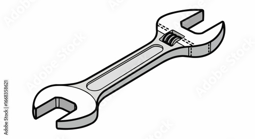Illustration of an adjustable wrench, a versatile hand tool for tightening or loosening fasteners.