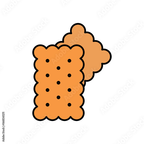 Biscuit Baked Good Lineal Color Icon: Food and Snack