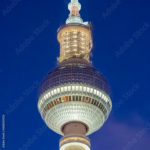 Berlin TV Tower at Dusk, Centered Observation Sphere, Square Format