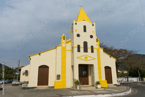 Igreja Santana e São Joaquim, catholic church at Armaçao beach - Florianopolis island, Brazil