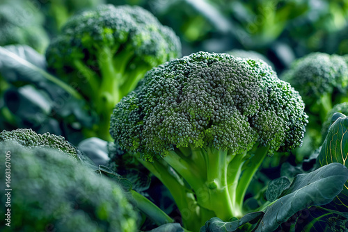 Wallpaper Mural Close-up of fresh green broccoli in a vegetable garden Torontodigital.ca