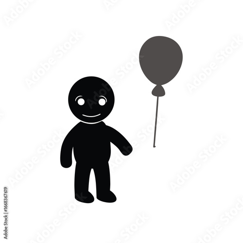 Happy Child with Balloon Illustration