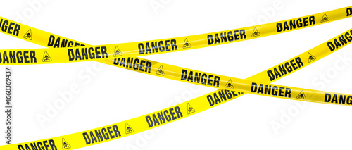 3d Yellow warning tape transparent background