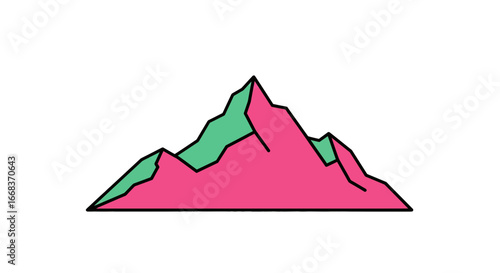 Pink mountain peak illustration vector graphic design rock climbing adventure outdoors nature landscape travel on transparent background