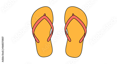 Yellow flip flops summer footwear beach sandals vacation shoes casual style comfortable apparel flipflop pair on transparent background