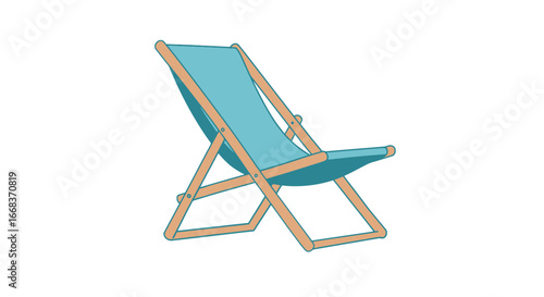 Illustration of a blue lounge chair for relaxing summer vacation beach resort and poolside relaxation on transparent background