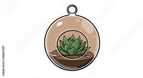Hanging terrarium succulent plant indoor gardening decoration home decor botanical design illustration on transparent background