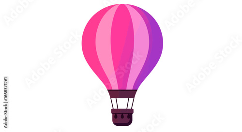 Pink purple hot air balloon ride adventure travel sky high flying vehicle vacation journey celebration on transparent background