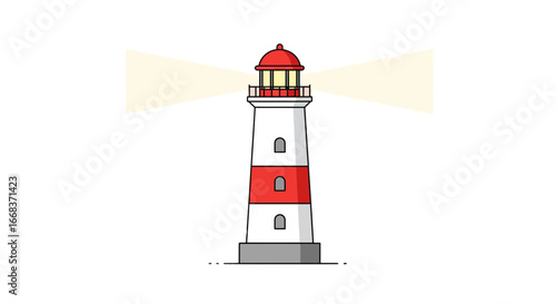 Lighthouse tower beacon coast sea ocean nautical navigation light marine safety guidance illustration on transparent background
