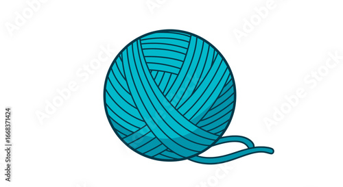 Turquoise yarn ball knitting crochet craft fiber art wool thread hobby creative diy handmade textile on transparent background