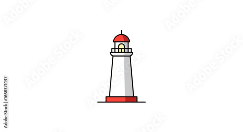 Coastal beacon guidance light nautical tower safety navigation aid maritime lighthouse illustration on transparent background