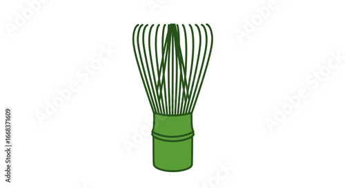 Matcha whisk bamboo chasen tea ceremony japanese green powder traditional utensil tool zen culture beverage on transparent background