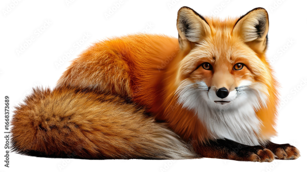 Obraz premium Elegant Red Fox: An elegant red fox, with its vibrant reddish-orange fur and keen eyes, is captured in a striking portrait, evoking a sense of untamed beauty and alertness.