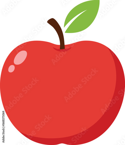 Vibrant red apple with a fresh green leaf, symbolizing healthy eating and natural goodness in a delightful fruit illustration
