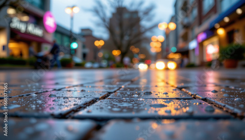 Wallpaper Mural Wet City Street Twilight with Bokeh Lights Torontodigital.ca