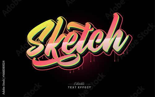 sketch lettering style editable text effect