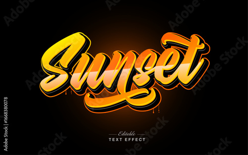 sunset lettering style editable text effect
