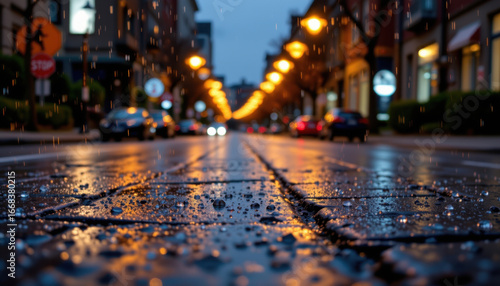 Wallpaper Mural Wet City Street Night with Reflections Torontodigital.ca