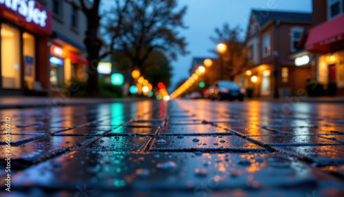 Wallpaper Mural Rainy City Street Scene Twilight with Reflections Torontodigital.ca