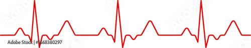 Red vital sign line, electrocardiogram wave on transparent background, or ECG, concept of heart electrical activity and indicates vital signs and medical health monitoring