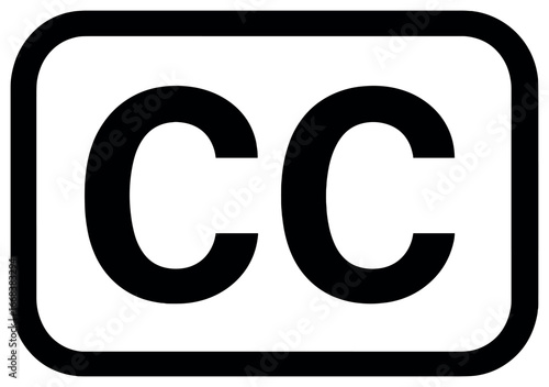 Closed captions icon vector: simplistic cc emblem for media accessibility and video content