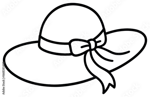 Elegant sun hat vector: simple line art illustration for fashion and summer concepts