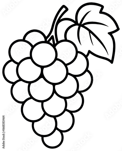 Grape line art vector: minimalist fruit design for print and digital decor