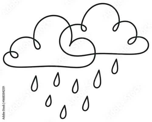 Minimalist rainy cloud vector art | simple rain design for weather and nature concepts