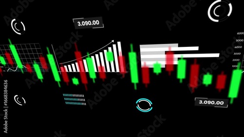 Wallpaper Mural A modern motion graphic of a financial candlestick chart enhanced with futuristic HUD elements and data, great for high tech finance and business videos. Torontodigital.ca