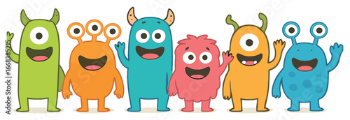 Cheerful cartoon monsters vector for halloween and kids' celebrations