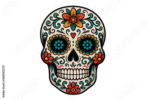 Day of the dead vector: vibrant, colorful skull design for día de los muertos celebrations