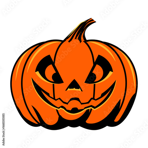 Smiling Jack-o'-Lantern with Carved Face for Halloween