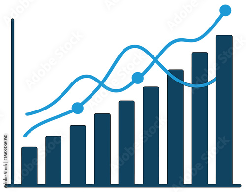 Business growth vector: analyzing economic trends and data visualization for success