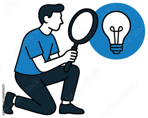 Inquisitive exploration vector: discover new ideas with creative curiosity concept art