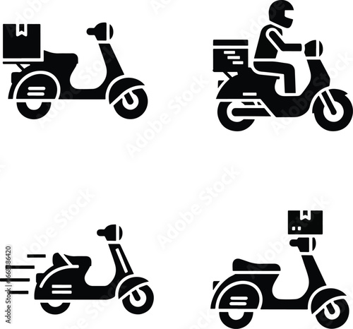 Delivery scooters transport packages quickly through city streets, providing efficient service for modern urban lifestyle, showcasing speed and convenience.