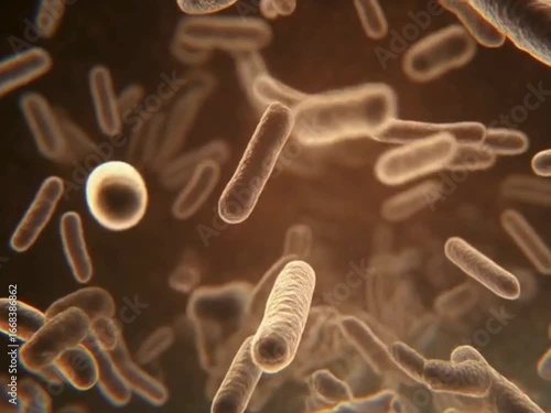 Bacterias close up under microscope view