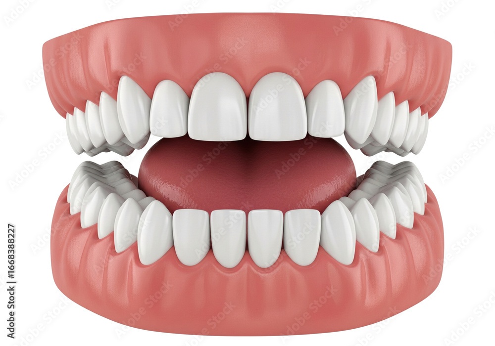 Obraz premium 3D Human Jaw Model with Healthy White Teeth and Gums - Dental Anatomy & Oral Health Concept