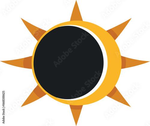 Stylized solar eclipse vector illustration sun and moon celestial event graphic