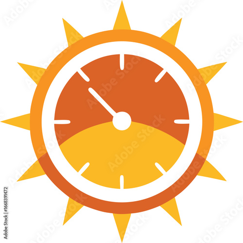 Sun clock vector illustration time concept fusion of daylight and analog timekeeping