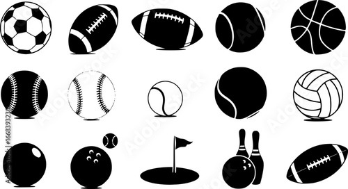 Sports ball svg, Sports ball silhouette, Game ball silhouette, Game ball svg, Football silhouette, Ball svg, Football silhouette svg, Sports ball icons, Soccer ball svg, Sports ball vector bundle 