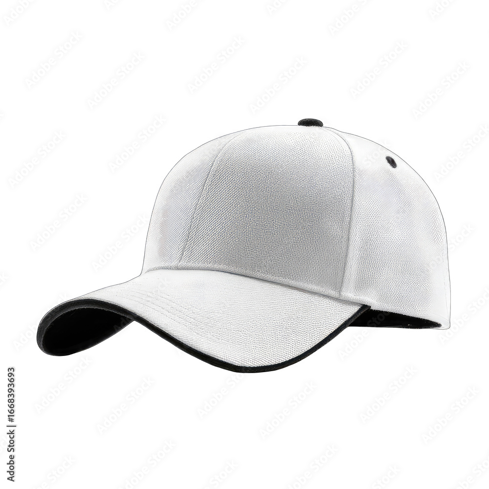 Fototapeta premium White baseball cap with black trim