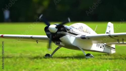 Model airplane taking off, ready for flight adventure and fun
