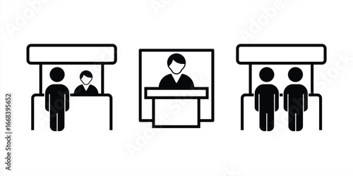 promo booth icon. vector illustration