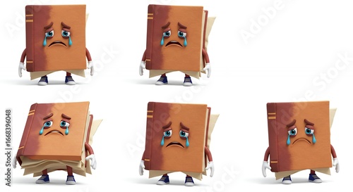 Sad cartoon book illustrations for emotional design