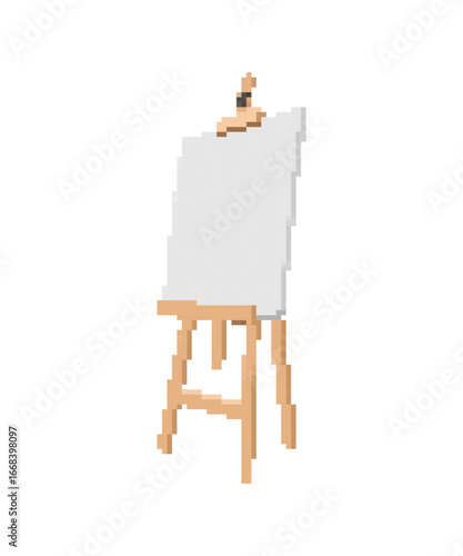 Pixel art empty easel for painting, perfect for art, creativity, design, and artistic concept illustrations.