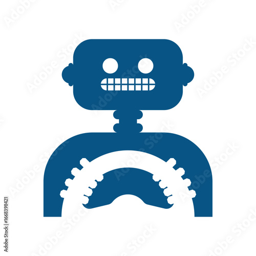 logo of robot taxi driver. Illustration represents autonomous taxi service, artificial intelligence, smart mobility, futuristic transport, and modern branding concept for AI-powered transportation.