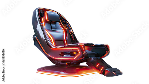 Futuristic, illuminated massage chair