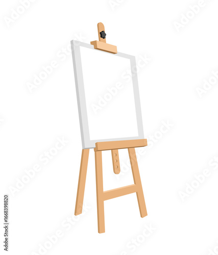 Wooden easel with a clean white canvas ready for painting. Perfect for concepts of art, creativity, and inspiration.